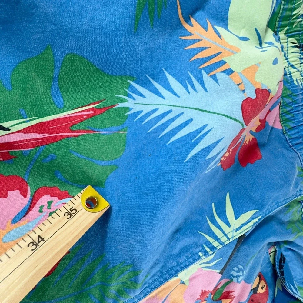 Tommy Hilfiger Shorts Mens 3XL Floral‎ Hawaiian Blue Tropical Drawstring 9
